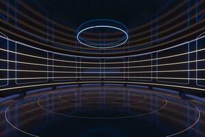 Creative round room, empty presentation room, 3d rendering. photo