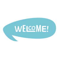 Bienvenido conjunto pequeño hablar diálogo plano color estilo png