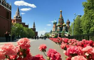 The Red Square view is stunning with a colorful digital painting. photo