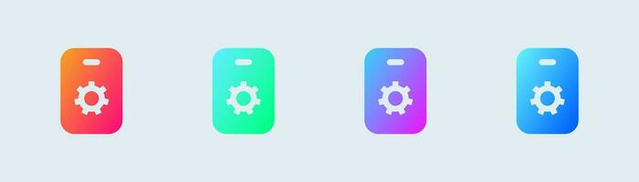 Cogwheel solid icon in gradient colors. Update system signs vector illustration.