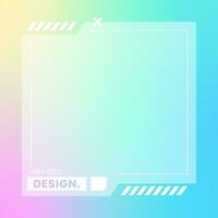 Futuristic square gradient background. Social media frame vector illustration.