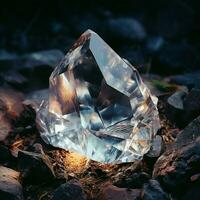 el áspero diamante es un precioso Roca encontró en minas, representando el concepto de minería y extrayendo raro minerales. foto