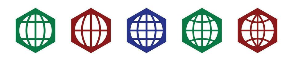 internet, globe symbol dark colors buttons set. vector