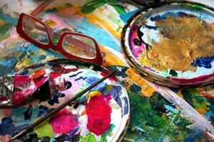 Still LIfe with Paint Palette and Reading Glasses photo