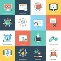 Internet Technology Flat Icons Set vector