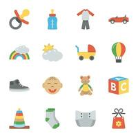 Pack of Children and Kids Accessories Icons vector