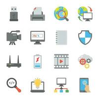 Pack of Web Media and SEO Flat Icons vector