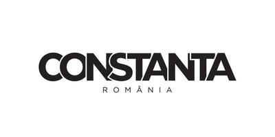 Constanta in the Romania emblem. The design features a geometric style, vector illustration with bold typography in a modern font. The graphic slogan lettering.