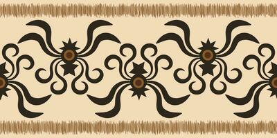 Ethnic Ikat fabric pattern geometric style.African Ikat embroidery Ethnic oriental pattern brown cream background. Abstract,vector,illustration.Texture,clothing,frame,decoration,carpet,motif. vector