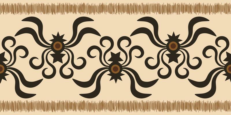 Ethnic Ikat fabric pattern geometric style.African Ikat embroidery Ethnic oriental pattern brown cream background. Abstract,vector,illustration.Texture,clothing,frame,decoration,carpet,motif.