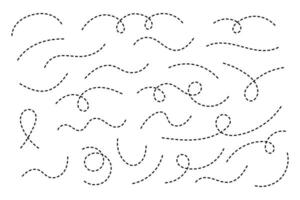 Hand drawn curve dotted line vector set.