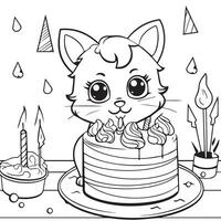 birthday coloring pages for kids vector