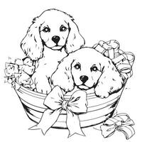 cute cocker coloring page vector