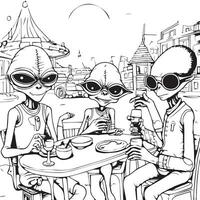 cute aliens coloring pages for adults vector