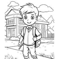school materials coloring pages for kids vector