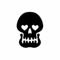 Monster Skull Icon Logo Design. Black and White Stencil Tattoo. Flat Vector Illustration on White Background.