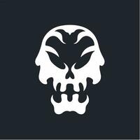 Monster Skull Icon Logo Design. Black and White Stencil Tattoo. Flat Vector Illustration on White Background.