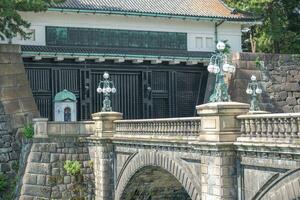 Nijubashi Bridge and castle at Imperial palace in Chiyoda city, Tokyo, Japan. photo