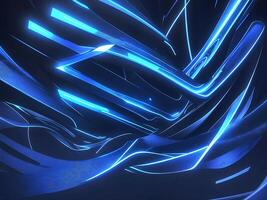 abstract background with blue glowing neon moving high speed wave lines. photo