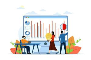 statistics and data analysis concept, business analysis, business financial investment with business team working on monitor chart dashboard, planning, web report dashboard, finance investment. vector
