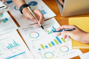 Planning to reduce investment risks, The business team is planning to adjust the marketing strategy to make the company profitable and analyze the investment for customers within the company. photo