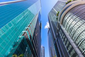 Miami downtown financial skyline and business shopping center near Biscayne bay and South beach photo