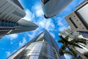 Miami downtown financial skyline and business shopping center near Biscayne bay and South beach photo
