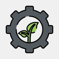 icono eco tecnología. ecología y ambiente elementos. íconos en lleno línea estilo. bueno para huellas dactilares, carteles, logo, infografía, etc. vector