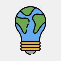 Icon earth shape bulb. Ecology and environment elements. Icons in filled line style. Good for prints, posters, logo, infographics, etc. vector
