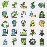 Icon set of environment. Ecology and environment elements. Icons in filled line style. Good for prints, posters, logo, infographics, etc. vector