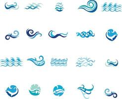 conjunto de Oceano ola icono vector