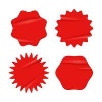 Set of red starburst with grunge retro texture vector illustration