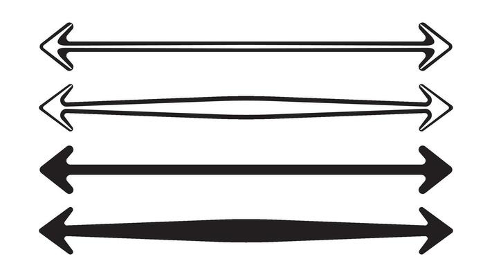 Black double long straight arrow line horizontal element. Bold and thick basic pointer to forward location. Simple flat moving pinpoint for proceed direction in sideways. Position graphic icon.