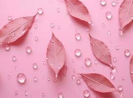 Pink autumn leaves background photo