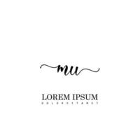 MU Initial Handwriting Template Design vector