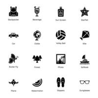 Travel Items Icon Set in Glyph Style vector