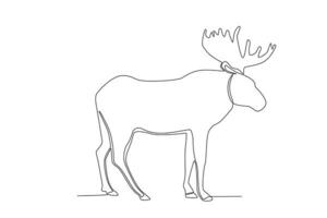 One line drawing of a Moose. Trendy continuous line vector design graphic illustration Vector Format