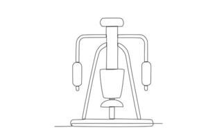 Flat icon of a single continuous line drawing of chest press machine. Outline symbol for web or mobile app design. Dumbbell outline pictogram. Single line drawing vector graphic