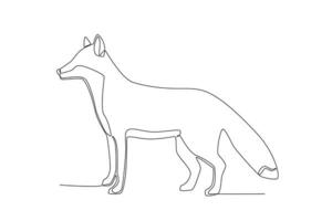 One line drawing of a Red Fox. Trendy continuous line vector design graphic illustration Vector Format