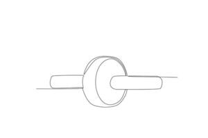 Flat icon of a single continuous line drawing of ab slide wheel. Outline symbol for web or mobile app design. Dumbbell outline pictogram. Single line drawing vector graphic