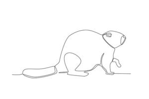 One line drawing of a Beaver. Trendy continuous line vector design graphic illustration Vector Format