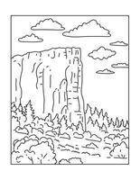 El Morro National Monument in New Mexico Mono Line Art vector