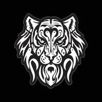 Tiger face sticker black and white for printing vector