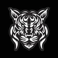 Tiger face sticker black and white for printing vector