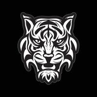 Tiger face sticker black and white for printing vector