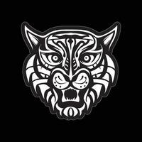 Tiger face sticker black and white for printing vector