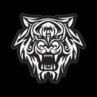 Tiger face sticker black and white for printing vector