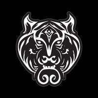 Tiger face sticker black and white for printing vector