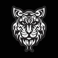 Tiger face sticker black and white for printing vector