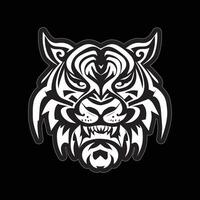 Tiger face sticker black and white for printing vector